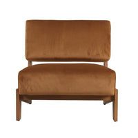 Cid Joy 30 Inch Accent Chair, Low Profile, Camel Brown Velvet, Wood Frame - BM317557