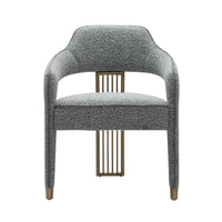 Cid Sima 25 Inch Dining Armchair, Gray Polyester, Stainless Steel Legs - BM317563