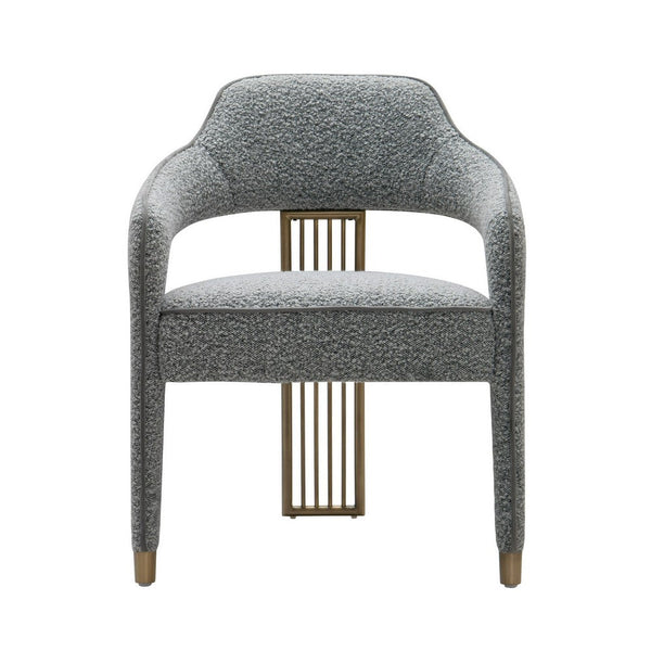 Cid Sima 25 Inch Dining Armchair, Gray Polyester, Stainless Steel Legs - BM317563