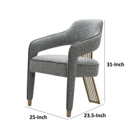 Cid Sima 25 Inch Dining Armchair, Gray Polyester, Stainless Steel Legs - BM317563