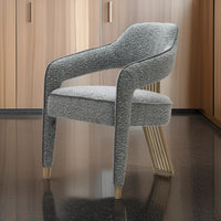 Cid Sima 25 Inch Dining Armchair, Gray Polyester, Stainless Steel Legs - BM317563