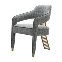 Cid Sima 25 Inch Dining Armchair, Gray Polyester, Stainless Steel Legs - BM317563