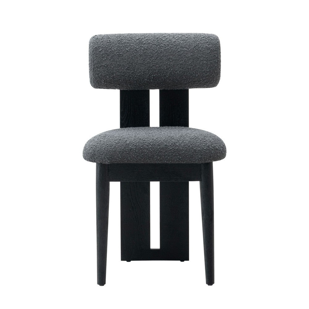 Cid Rita 18 Inch Dining Side Chair, Set of 2, Gray Polyester, Black Wood - BM317564