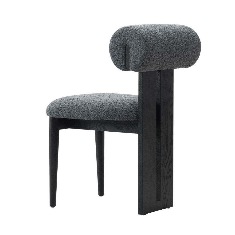 Cid Rita 18 Inch Dining Side Chair, Set of 2, Gray Polyester, Black Wood - BM317564