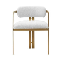 Cid Fred 22 Inch Dining Armchair, White Polyester, Gold Stainless Steel - BM317566