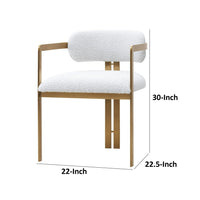 Cid Fred 22 Inch Dining Armchair, White Polyester, Gold Stainless Steel - BM317566