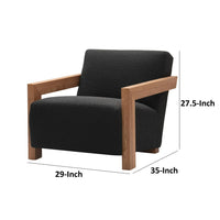 Cid Sen 29 Inch Accent Chair, Black Polyester, Brown Wood Legs and Armrests - BM317567