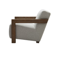 Cid Sen 29 Inch Accent Chair, Beige Polyester, Brown Wood Legs and Armrests - BM317568