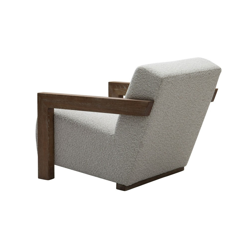 Cid Sen 29 Inch Accent Chair, Beige Polyester, Brown Wood Legs and Armrests - BM317568