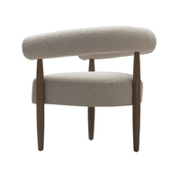 Cid Archie 32 Inch Accent Chair, Beige Fabric, Rounded Back, Solid Wood - BM317569