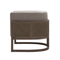 Cid Harry 33 Inch Accent Chair, Throw Pillow, Gray Fabric, Oak Wood, Rattan - BM317570