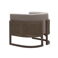 Cid Harry 33 Inch Accent Chair, Throw Pillow, Gray Fabric, Oak Wood, Rattan - BM317570