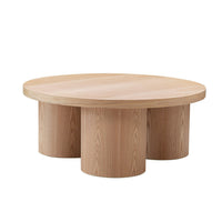 Cid Smith 36 Inch Coffee Table, Round Top and Legs, Solid Oak Wood, Natural - BM317572