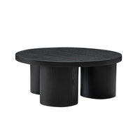 Cid Smith 36 Inch Coffee Table, Round Top and Legs, Black Solid Oak Wood - BM317573