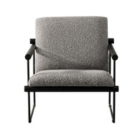 Cid Vina 28 Inch Accent Chair, Gray Polyester, Cushions, Black Metal Frame - BM317584