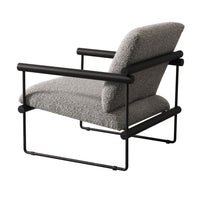 Cid Vina 28 Inch Accent Chair, Gray Polyester, Cushions, Black Metal Frame - BM317584