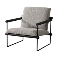 Cid Vina 28 Inch Accent Chair, Gray Polyester, Cushions, Black Metal Frame - BM317584