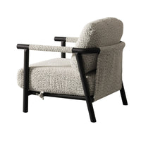 Cid Bali 28 Inch Accent Chair, Gray Polyester, Cushions, Black Metal, Wood - BM317585