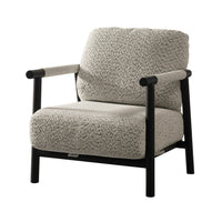 Cid Bali 28 Inch Accent Chair, Gray Polyester, Cushions, Black Metal, Wood - BM317585