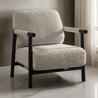 Cid Bali 28 Inch Accent Chair, Gray Polyester, Cushions, Black Metal, Wood - BM317585