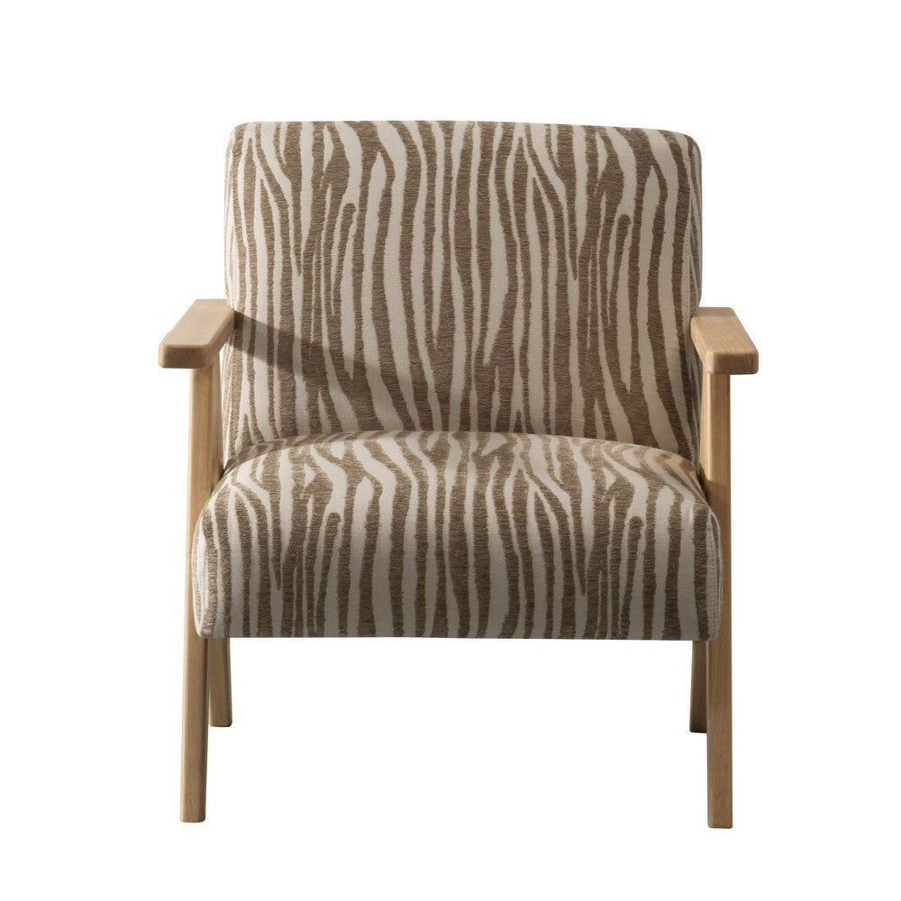 Cid Kaya 30 Inch Accent Chair, Beige Polyester, Foam Cushions, Rubberwood - BM317587