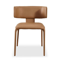 Cid Dell 21 Inch Dining Chair, Camel Brown Faux Leather, Wingback, Metal - BM317591