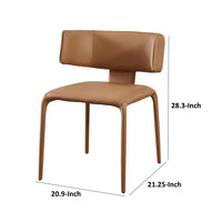 Cid Dell 21 Inch Dining Chair, Camel Brown Faux Leather, Wingback, Metal - BM317591