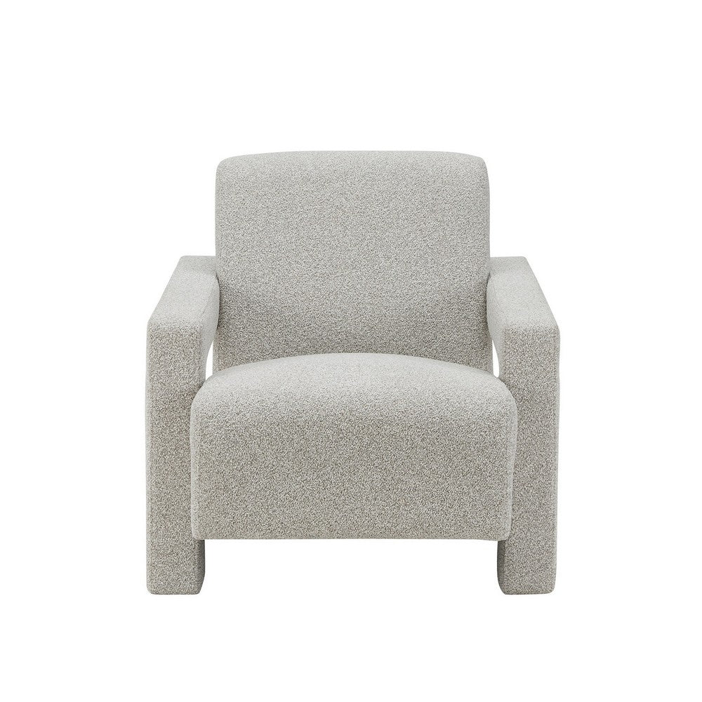 Cid Lily 28 Inch Accent Chair, Light Gray Polyester, Foam Cushions, Wood - BM317595