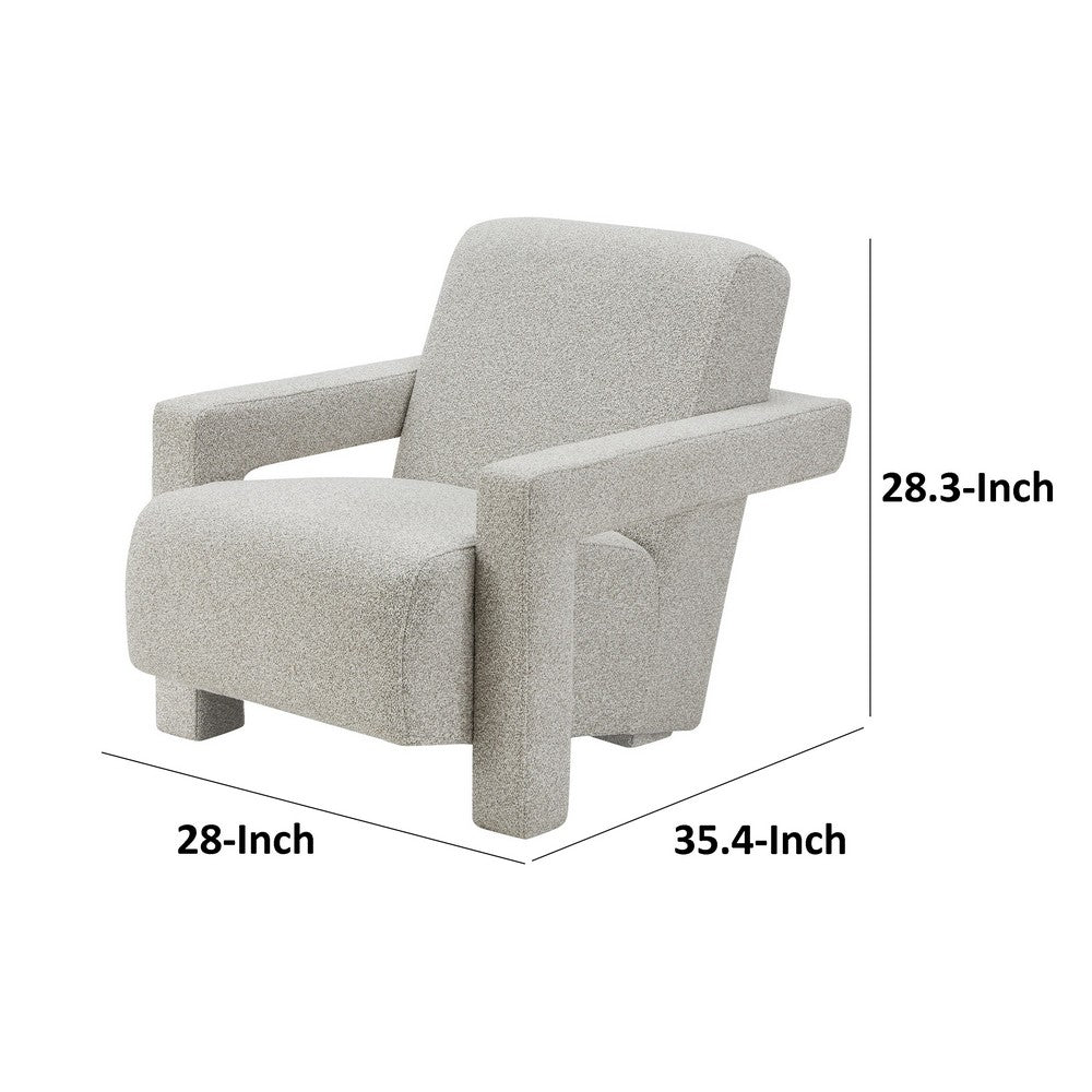 Cid Lily 28 Inch Accent Chair, Light Gray Polyester, Foam Cushions, Wood - BM317595