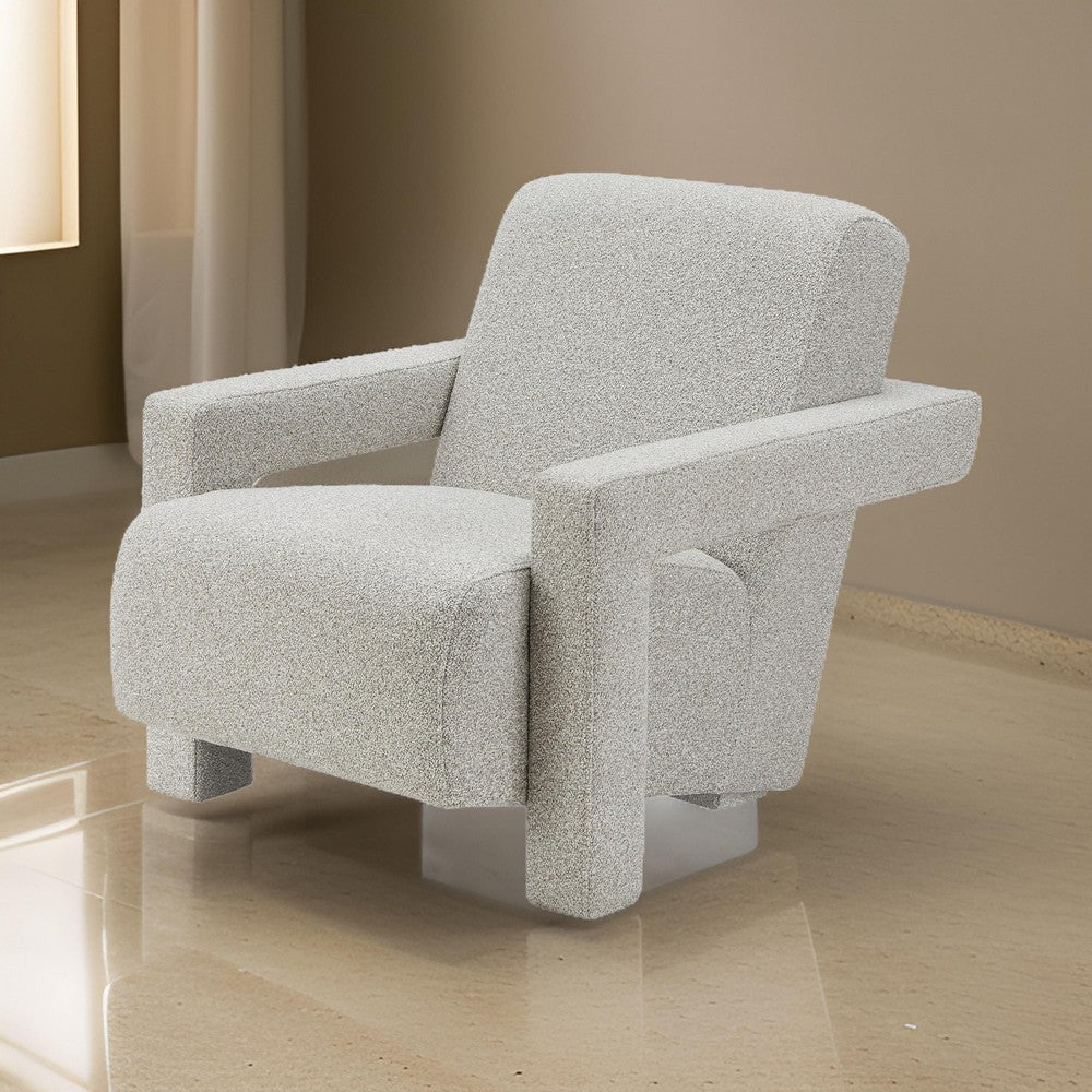 Cid Lily 28 Inch Accent Chair, Light Gray Polyester, Foam Cushions, Wood - BM317595