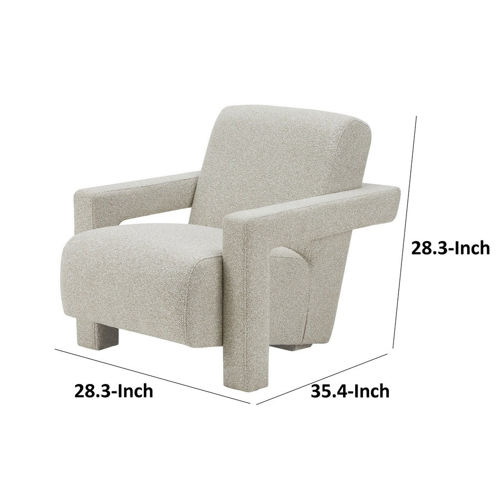 Cid Lily 28 Inch Accent Chair, Foam Cushioned Plush Beige Polyester Fabric - BM317596