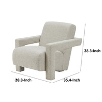 Cid Lily 28 Inch Accent Chair, Foam Cushioned Plush Beige Polyester Fabric - BM317596