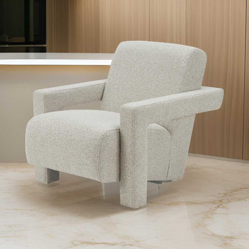 Cid Lily 28 Inch Accent Chair, Foam Cushioned Plush Beige Polyester Fabric - BM317596