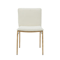 Cid Abby 19 Inch Side Dining Chair, Off White, Brass Gold Finished Legs - BM317597