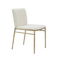 Cid Abby 19 Inch Side Dining Chair, Off White, Brass Gold Finished Legs - BM317597