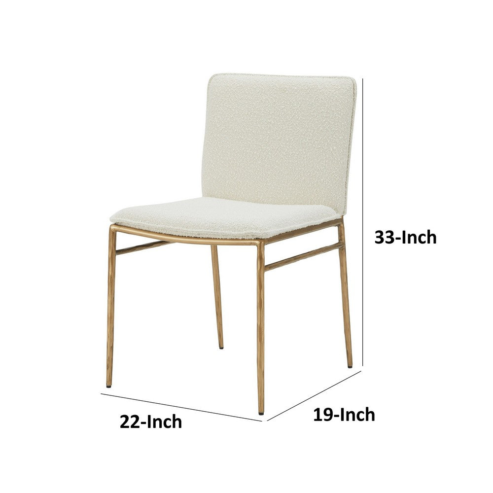 Cid Abby 19 Inch Side Dining Chair, Off White, Brass Gold Finished Legs - BM317597