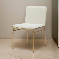 Cid Abby 19 Inch Side Dining Chair, Off White, Brass Gold Finished Legs - BM317597