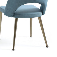 Tim 22 Inch Dining Side Chair Set of 2, Blue, Brass Stainless Steel Legs - BM317603