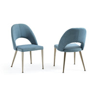 Tim 22 Inch Dining Side Chair Set of 2, Blue, Brass Stainless Steel Legs - BM317603