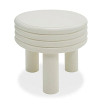 Cid Finley 20 Inch Side End Table, Round Tiered Design, White Gloss Wood - BM317609