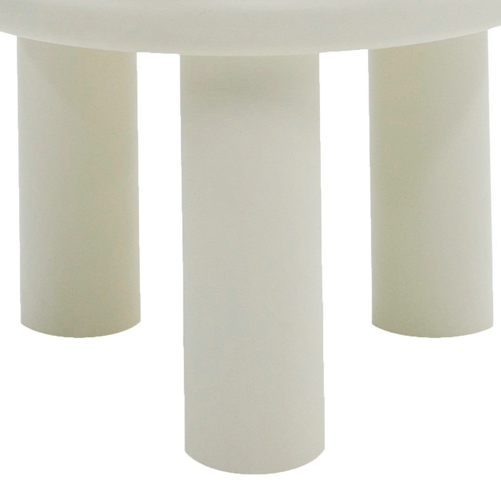 Cid Finley 20 Inch Side End Table, Round Tiered Design, White Gloss Wood - BM317609