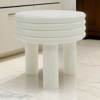 Cid Finley 20 Inch Side End Table, Round Tiered Design, White Gloss Wood - BM317609