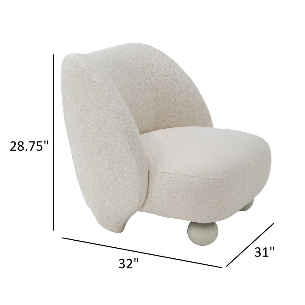 Reno Loy 31 Inch Accent Chair, White Polyester, Modern Round Legs - BM317611