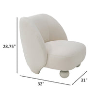 Reno Loy 31 Inch Accent Chair, White Polyester, Modern Round Legs - BM317611