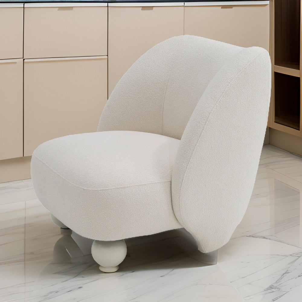 Reno Loy 31 Inch Accent Chair, White Polyester, Modern Round Legs - BM317611