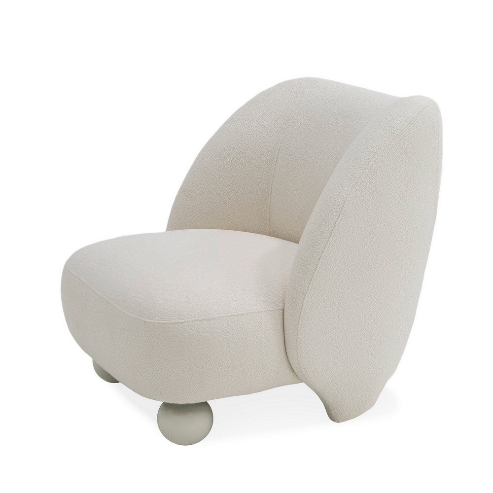 Reno Loy 31 Inch Accent Chair, White Polyester, Modern Round Legs - BM317611