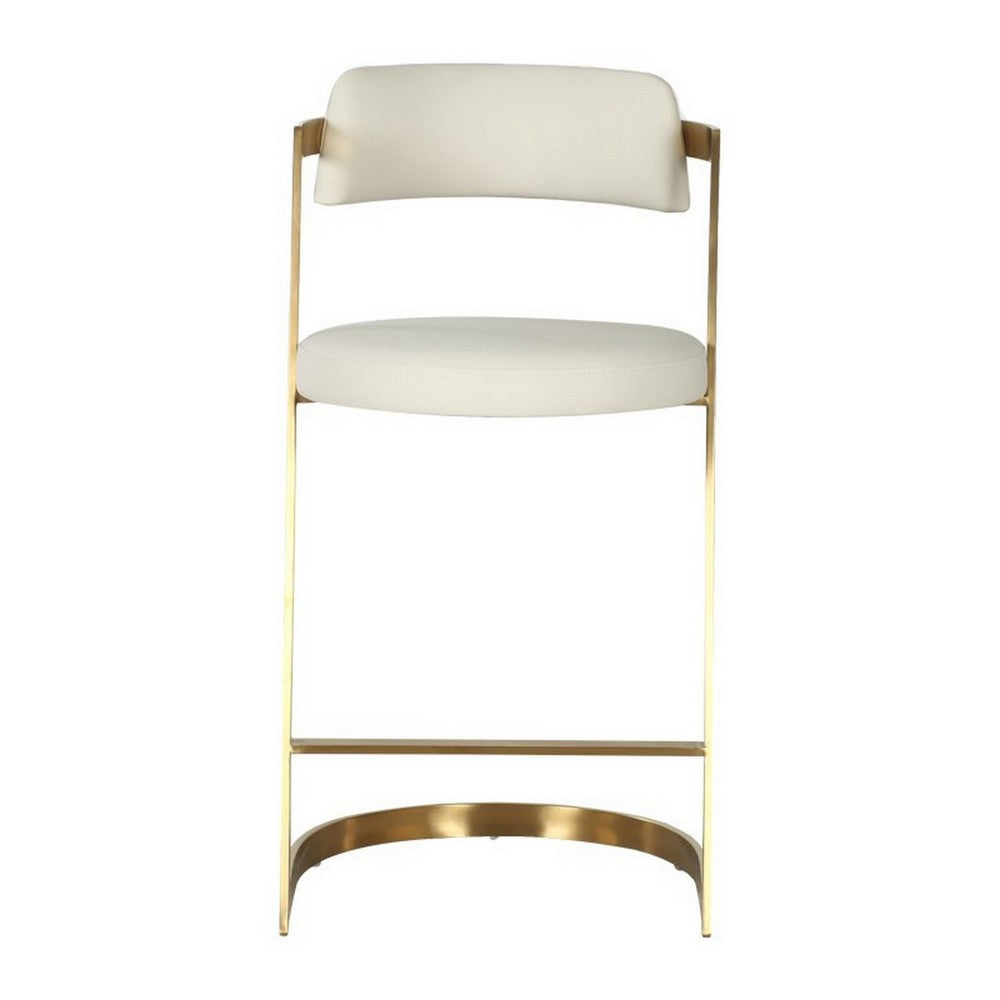 Cid Sandra Counter Height Stool Chair, Beige Pleather, Gold Steel Frame - BM317613