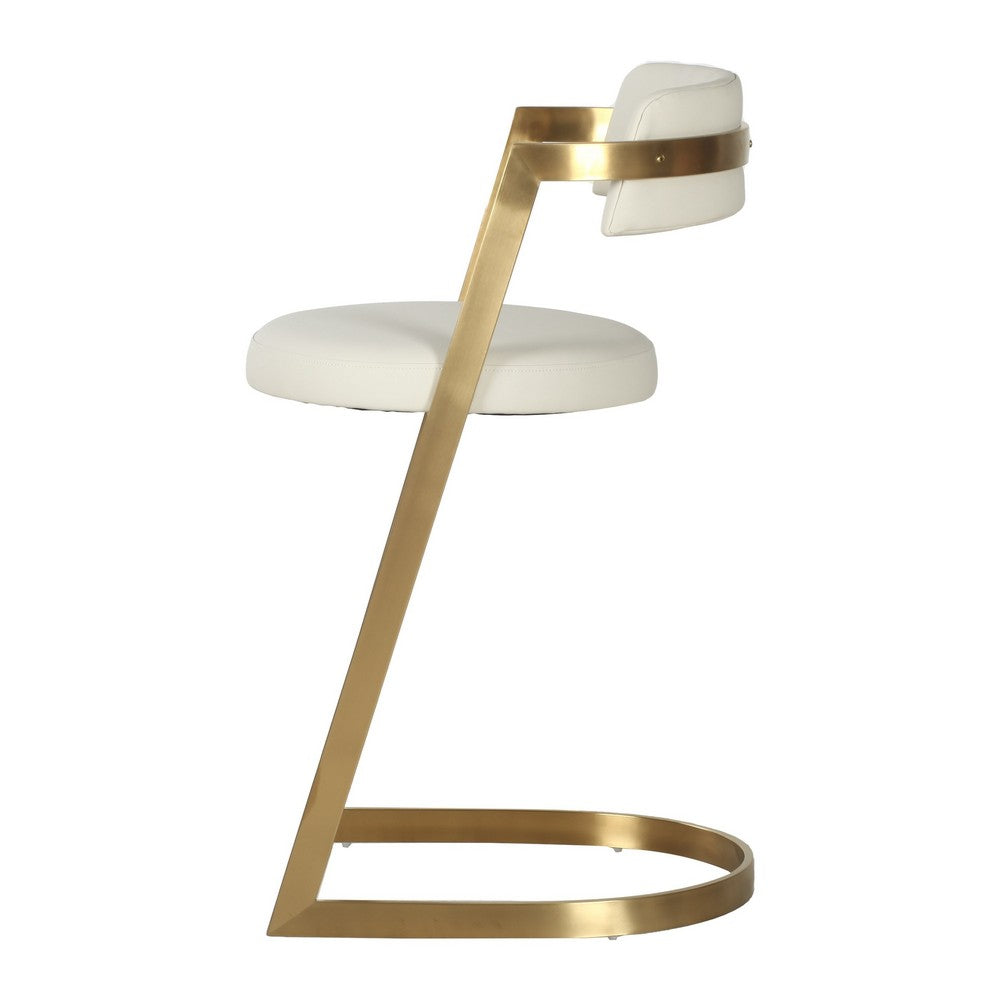 Cid Sandra Counter Height Stool Chair, Beige Pleather, Gold Steel Frame - BM317613