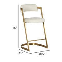 Cid Sandra Counter Height Stool Chair, Beige Pleather, Gold Steel Frame - BM317613