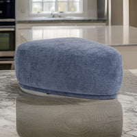 Reno Kini 44 Inch Ottoman, River Rock Shape, Blue Polyester, Wood Frame - BM317621